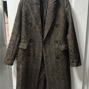 Dynamite Double-Breasted Herringbone Coat